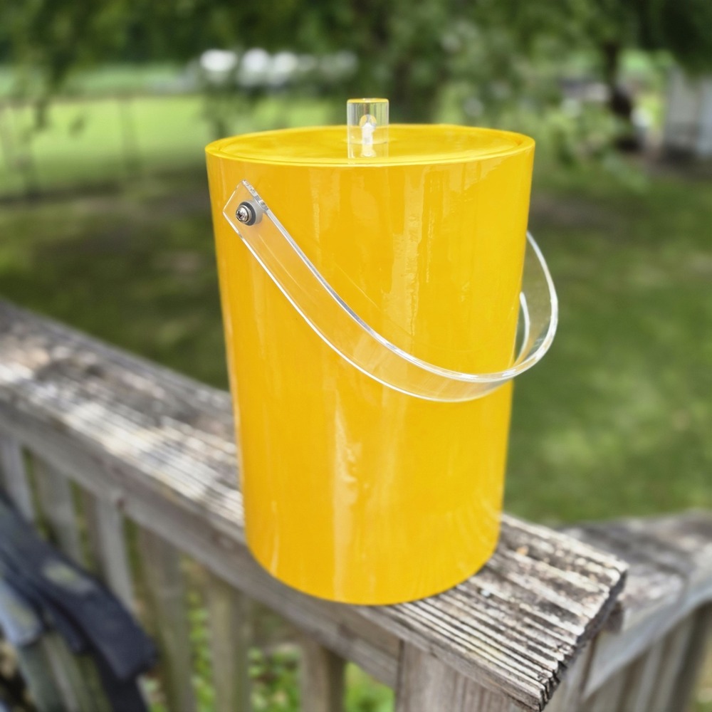 Vintage Specialties Unlimited Yellow Ice Bucket Lucite Handle MCM Mod Barware